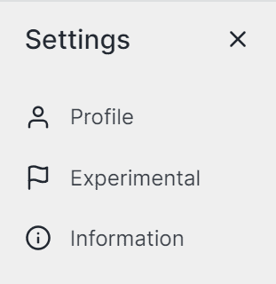 Settings sidebar