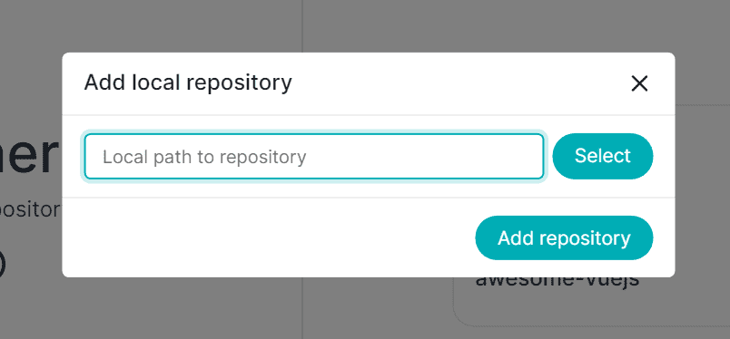 Add local repository modal